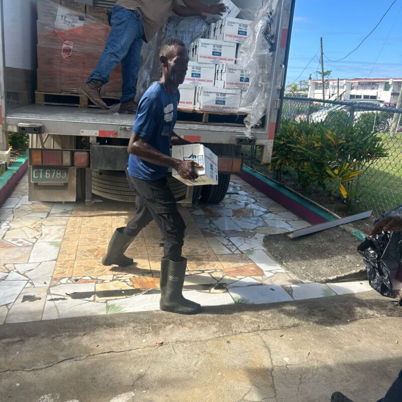 Through the kind coordination and advocacy of former Jamaican decathlete and Munro College Old Boy, Claston Bernard, the State of Louisiana in the United States of America has donated more than 60 pallets of drinking water and meals ready to eat (MREs) to the JN Foundation for distribution to affected communities and groups in parishes worst affected by Hurricane Melissa. Here, workmen unload vital supplies needed for the institutions. These supplies have been donated to the William Knibb High School in Trelawny, Candle in the Dark Homeless Shelter in Manchester, Belmont Academy in Westmoreland and first aid responders St John Ambulance Jamaica. These institutions will support further distribution of the items to vulnerable groups and communities. Mr Bernard, an Olympian and Commonwealth gold medallist, attended the Louisiana State University and ran for a seat in the United States House of Representatives in 2021.